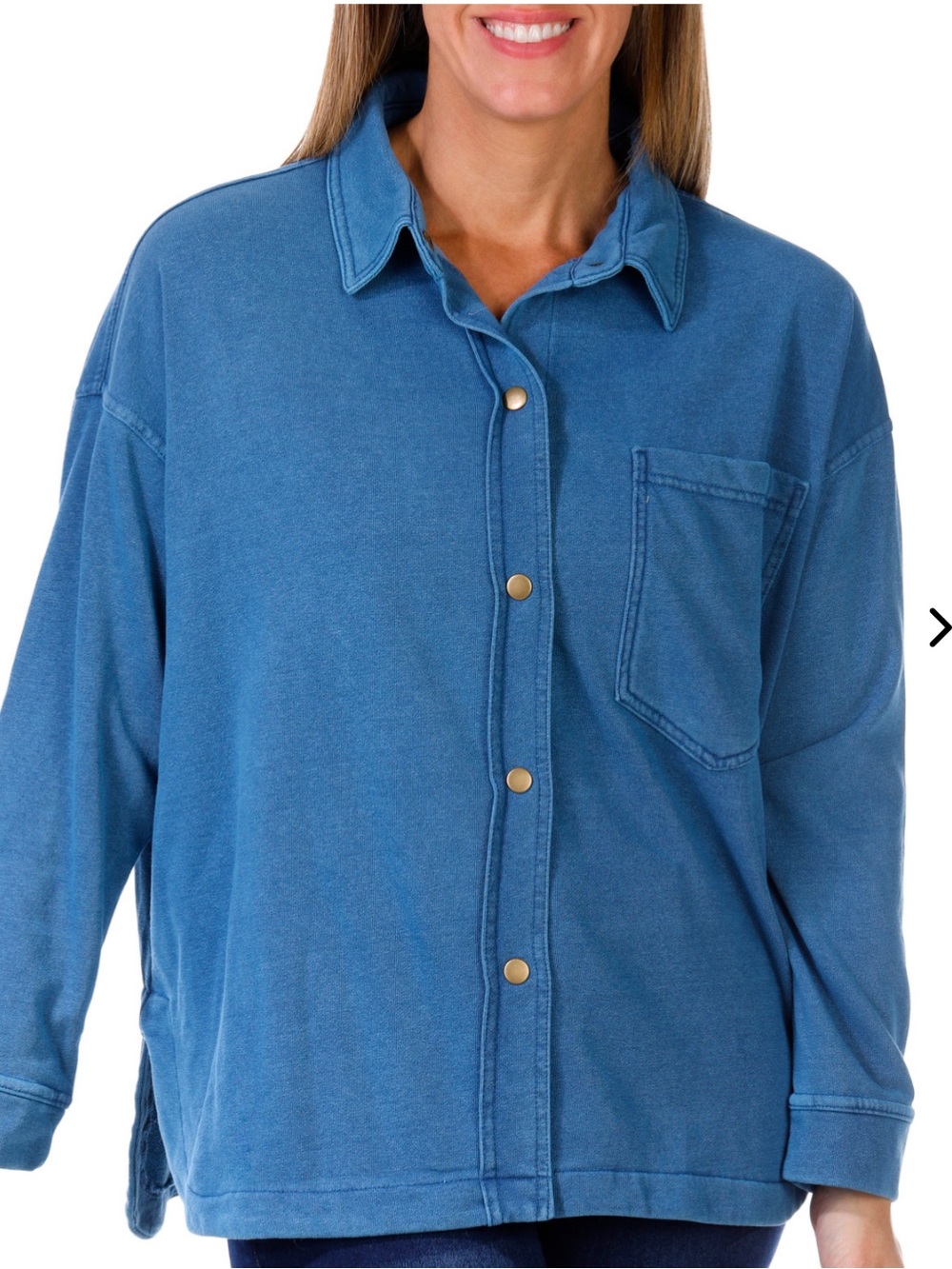 NWT Gottex Relaxed Snap-Front Shirt Jacket in Denim Blue Sizes XS & S